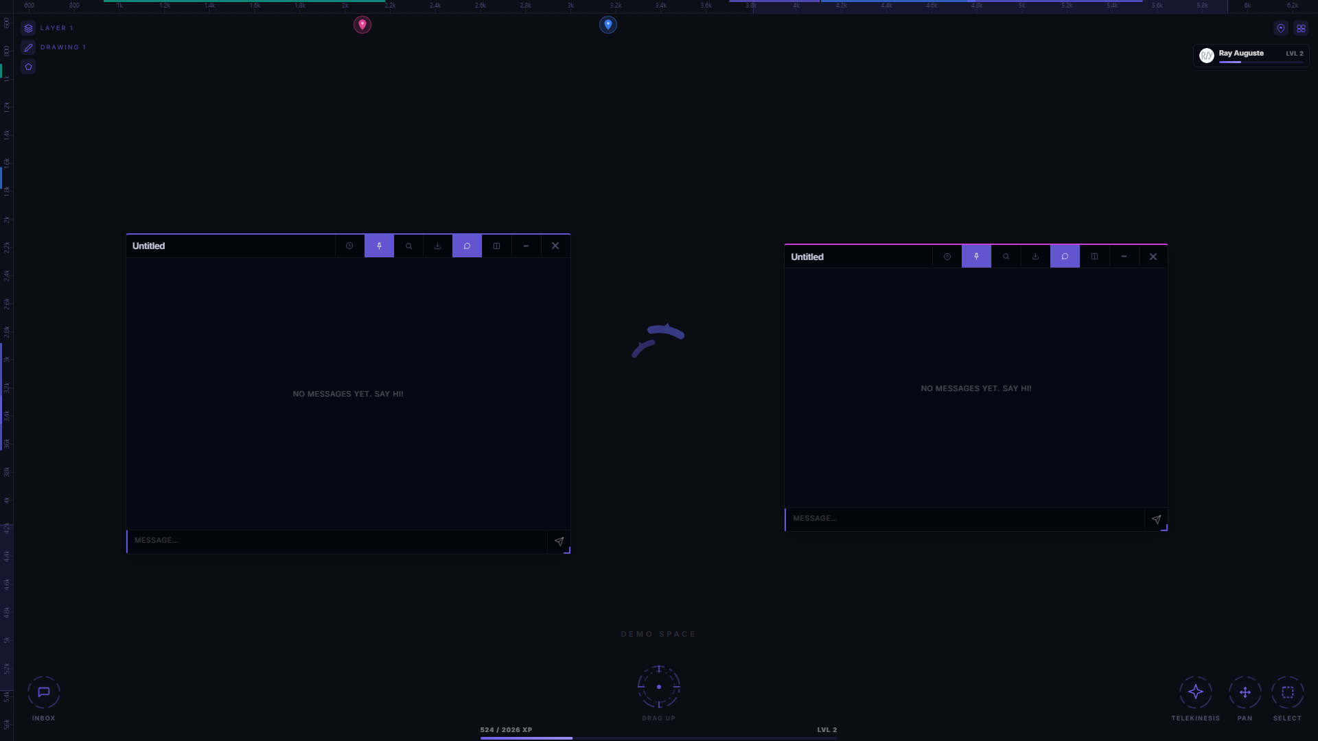 A block's chat panel open next to its editor, showing a conversation thread attached to that specific note