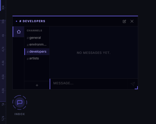 A space's chat panel showing multiple channels for project-wide conversation, separate from any individual note
